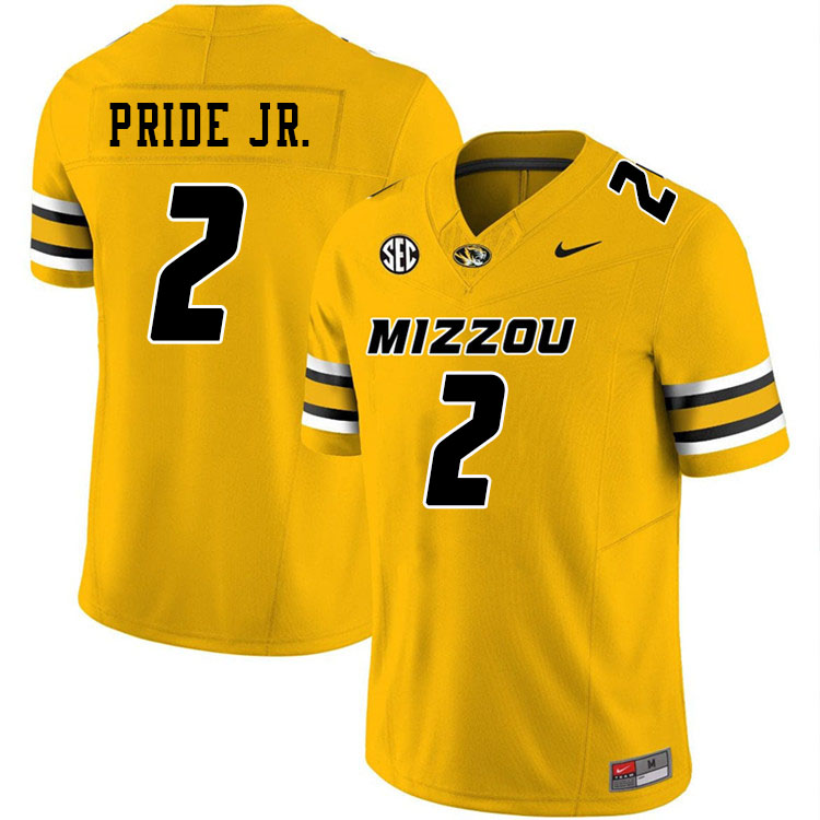 Men #2 Toriano Pride Jr. Missouri Tigers College Football Jerseys Stitched-Gold